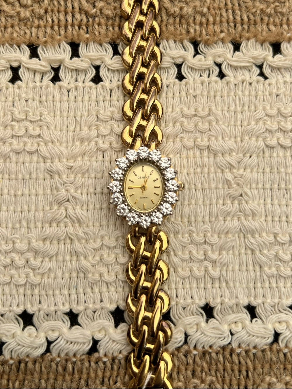 Rare Vintage 1980’s Geneve Watch w/ Diamond Bezel Swiss Parts